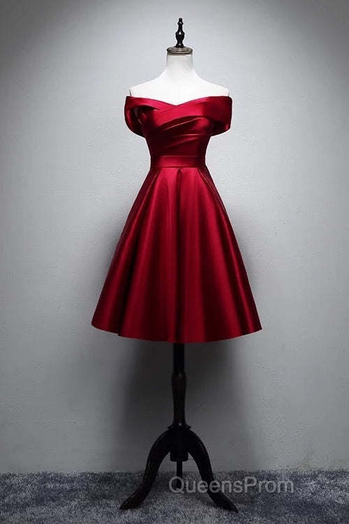 Elegant Off Shoulder Satin Knee Length Bridesmaid Dress Secondary image