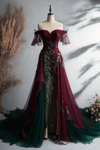 Elegant Off The Shoulder Tulle Prom Dress,Vintage Prom Gown