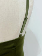 Elegant Olive Green Mermaid Ruffle Spaghetti Strap Satin Classy Prom Dress
