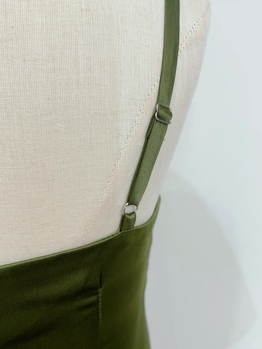 Elegant Olive Green Mermaid Ruffle Spaghetti Strap Satin Classy Prom Dress