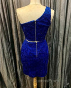 Elegant One Shoulder Homecoming Dress Two Piece Evening Prom Short Dress