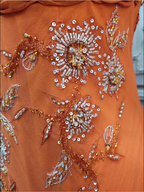 Elegant Orange Mermaid Spaghetti Strap Beaded Chiffon Long Classy Prom Dress