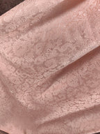 Elegant Pink A-Line Sleeveless Crew Neck Lace Rhinestone Brocade Satin Long Classy Prom Dress