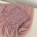Elegant Pink A-Line Tube Top Sequined Tulle Long Classy Prom Dress Bridesmaid Dress