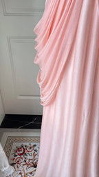 Elegant Pink Heart Neckline Rhinestone Chiffon Long Classy Prom Dress
