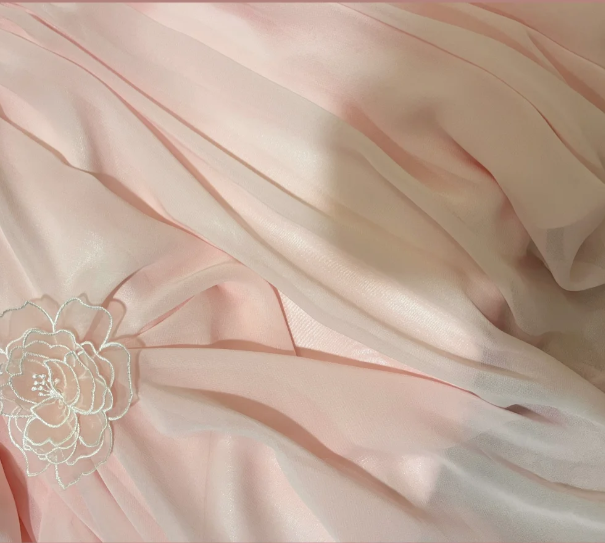 Elegant Pink Off-shoulder 3D Flower Pleated Chiffon Long Prom Dress