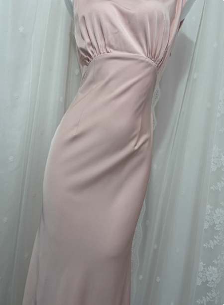Elegant Pink Sleeveless 3D Floral Crew Neck Satin Long Classy Prom Dress