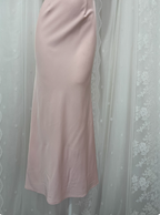Elegant Pink Sleeveless 3D Floral Crew Neck Satin Long Classy Prom Dress
