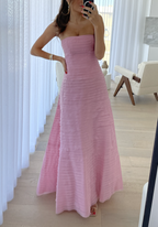 Elegant Pink Strapless A-Line Long Classy Prom Dress