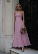 Elegant Pink Strapless A-Line Long Classy Prom Dress