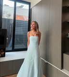 Elegant Pink Strapless A-Line Long Classy Prom Dress