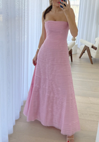 Elegant Pink Strapless A-Line Long Classy Prom Dress