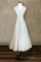 Elegant Pleated Tulle Midi Evening Prom Party Dress