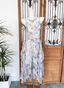 Elegant Printed Spaghetti Strap V-Neck Ruffled Layered Tulle Classy Prom Dress
