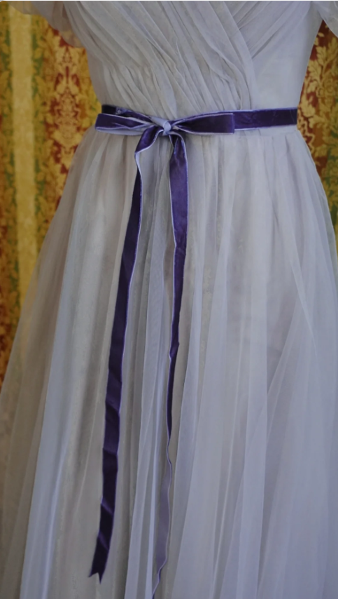 Elegant Purple A-Line Puff Sleeve Tulle Long Classy Prom Dress Bridesmaid Dress