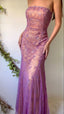 Elegant Purple Lace Classy Evening Dress, Sleeveless Party Dress