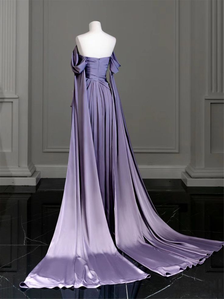 Elegant Purple Satin Classy Prom Dress, Draped Bodice Classy Party Dress