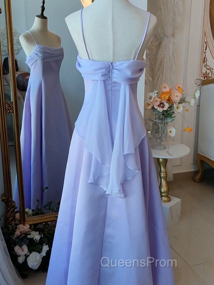 Elegant Purple Spaghetti Straps Evening Prom Dress Fairy Evening Party Gown Evening Dress