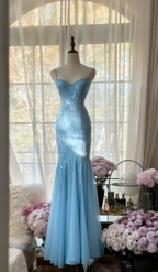 Sparkly Spaghetti Straps Purple Mermaid Wedding Guest Dress Beaded Tulle Chiffon Long Classy Prom Dress
