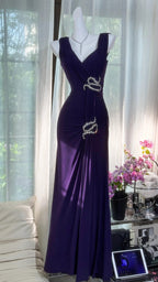 Elegant Purple Strapless Chiffon Long Classy Prom Dress