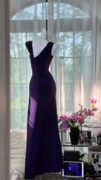 Elegant Purple Strapless Chiffon Long Classy Prom Dress