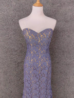Elegant Purple Sweetheart Neck Split Lace Long Classy Prom Dress
