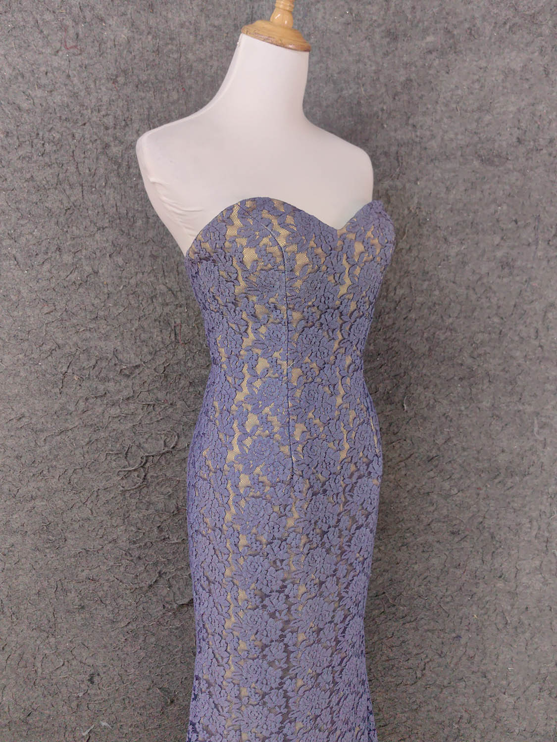 Elegant Purple Sweetheart Neck Split Lace Long Classy Prom Dress