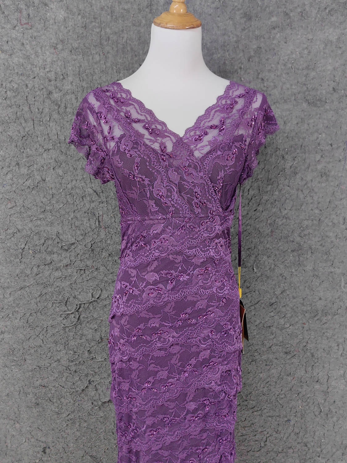 Elegant Purple V-Neck Lace Long Classy Prom Dress