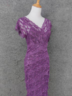 Elegant Purple V-Neck Lace Long Classy Prom Dress