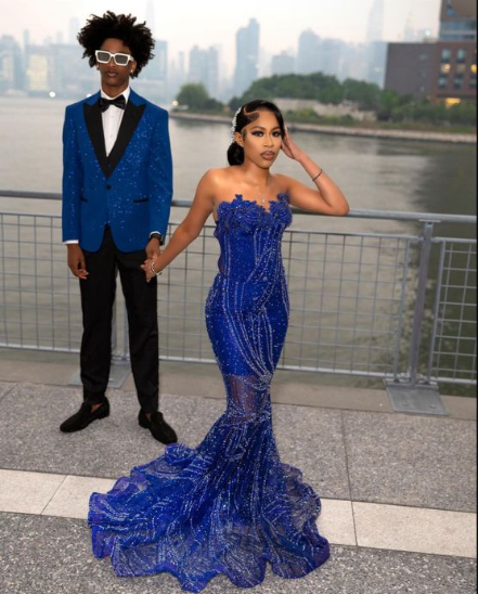 Elegant Royal Blue Sequin Beaded Appliques Mermaid Classy Prom Dress Classy Evening Dress Secondary image