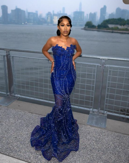 Elegant Royal Blue Sequin Beaded Appliques Mermaid Classy Prom Dress Classy Evening Dress