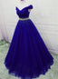 Elegant Royal Blue Tulle Sequins Classy Prom Dress 2026, A-Line Long Party Dress