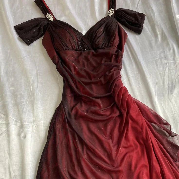 Affordable Party Dress Under $160’œElegant Purple Glitter Ruffled Chiffon Classy Prom Dress