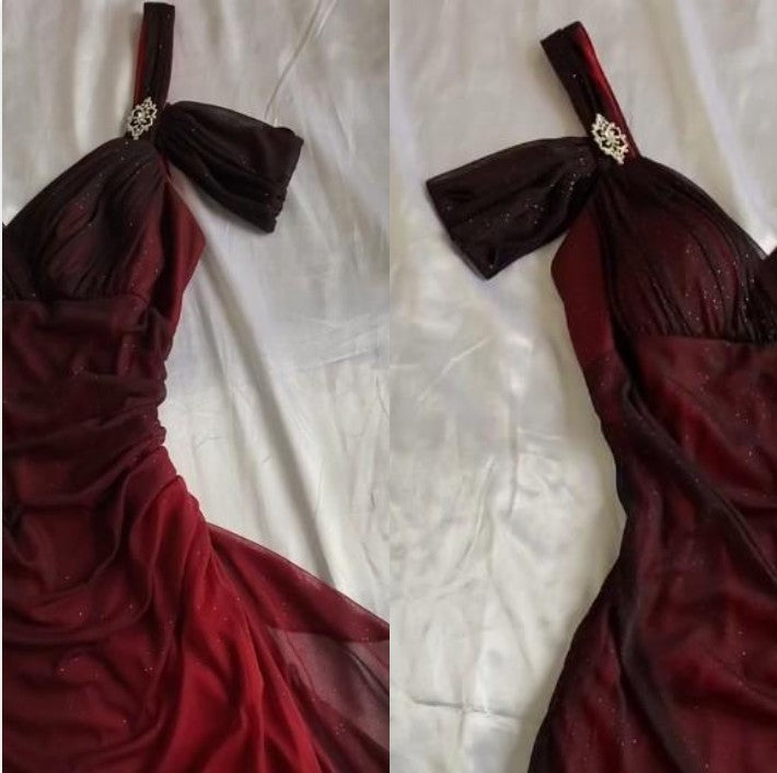 Affordable Party Dress Under $160’œElegant Purple Glitter Ruffled Chiffon Classy Prom Dress