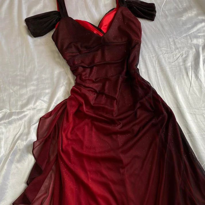 Affordable Party Dress Under $160’œElegant Purple Glitter Ruffled Chiffon Classy Prom Dress