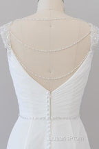Elegant Ruffle Beading Chiffon Sheath Wedding Dress