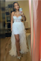Elegant Rust Tiered Ruffles Tulle Classy Prom Dress