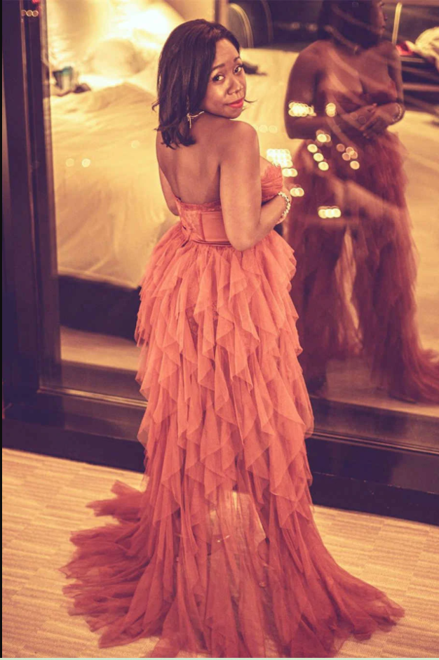 Elegant Rust Tiered Ruffles Tulle Classy Prom Dress