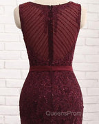 Elegant Scoop Sleeveless Tulle Mermaid Appliques Sequins Zipper Evening Prom Dress
