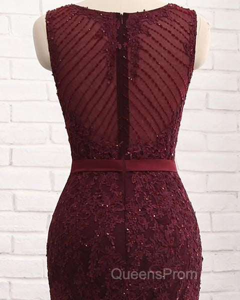 Elegant Scoop Sleeveless Tulle Mermaid Appliques Sequins Zipper Evening Prom Dress