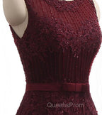 Elegant Scoop Sleeveless Tulle Mermaid Appliques Sequins Zipper Evening Prom Dress