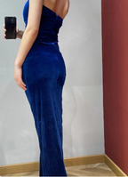 Elegant Sexy Royal Blue Sweetheart Neck Velvet Long Classy Prom Dress