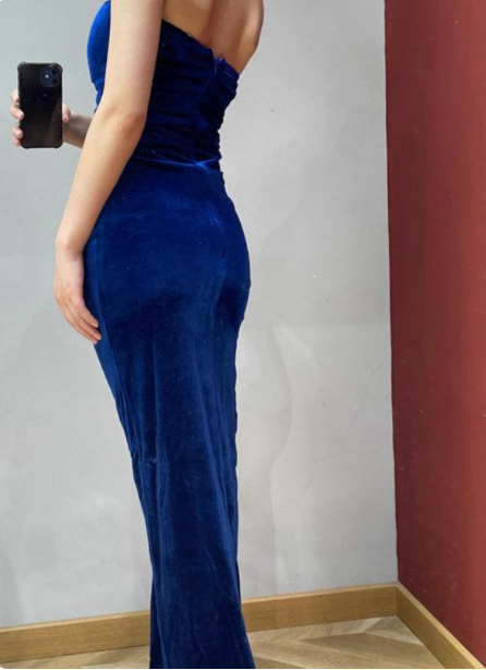 Elegant Sexy Royal Blue Sweetheart Neck Velvet Long Classy Prom Dress