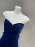 Elegant Sexy Royal Blue Sweetheart Neck Velvet Long Classy Prom Dress