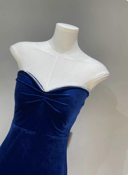 Elegant Sexy Royal Blue Sweetheart Neck Velvet Long Classy Prom Dress