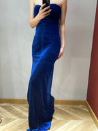 Elegant Sexy Royal Blue Sweetheart Neck Velvet Long Classy Prom Dress
