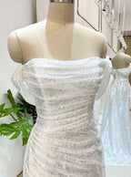 Elegant Sheath Off The Shoulder Sequin Slit Classy Prom Dress Birthday Outfits With Ruffles