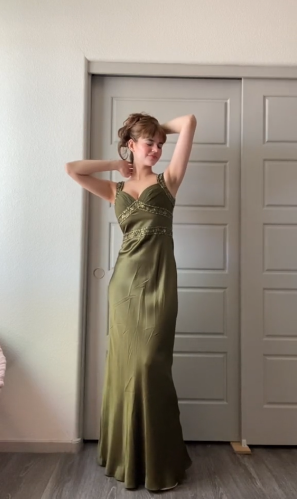 Elegant Sheath Olive Green Classy Prom Dress Long Classy Dress