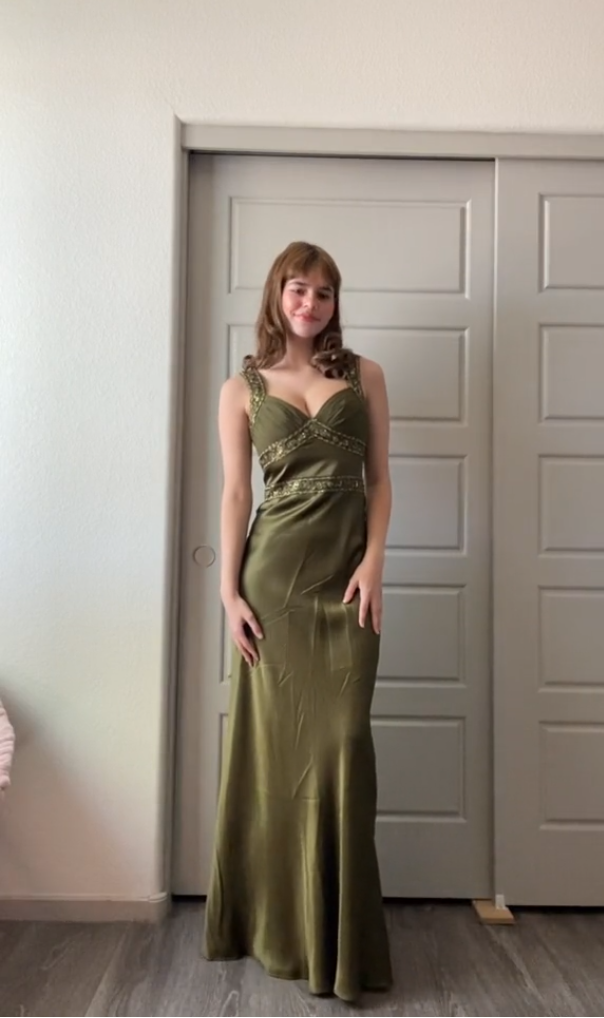 Elegant Sheath Olive Green Classy Prom Dress Long Classy Dress