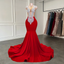 Elegant Sheer Scoop Neckline Luxury Sparkly Silver Handmade Diamond Red Spandex Black Girl Mermaid Long Classy Prom Dress